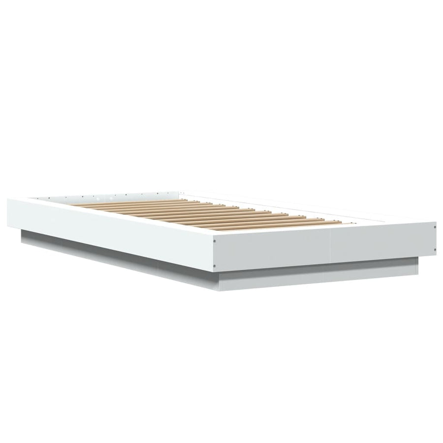 Bedframe bewerkt hout wit 75x190 cm