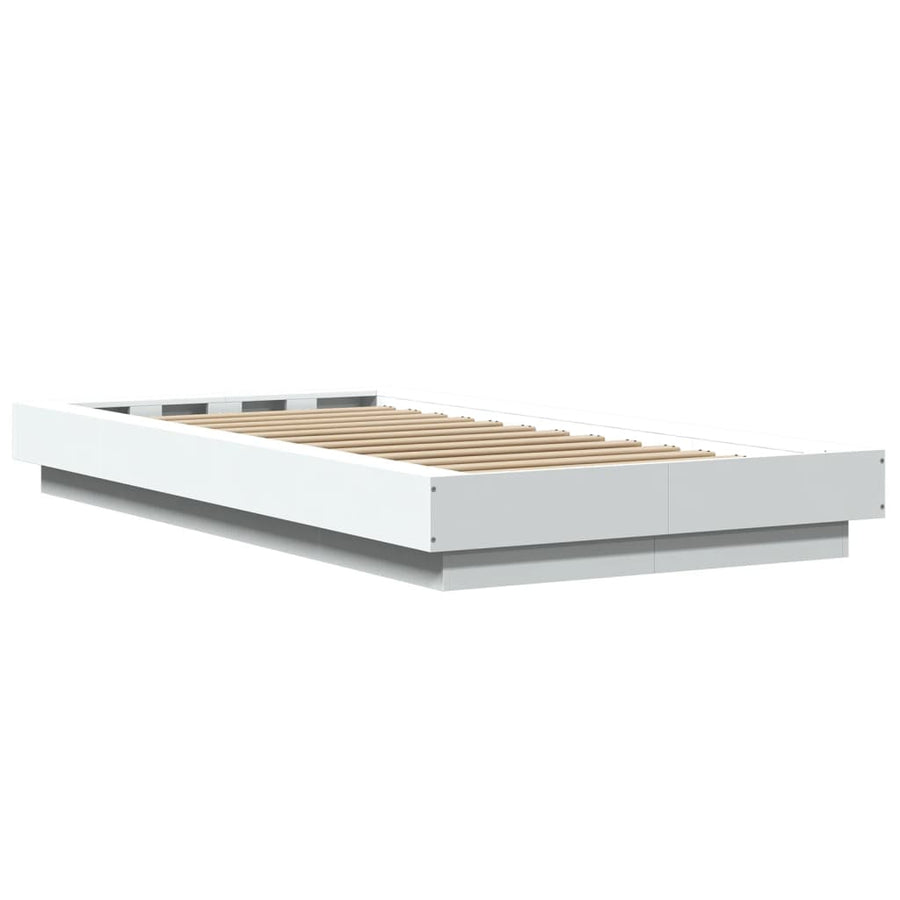 Bedframe bewerkt hout wit 75x190 cm