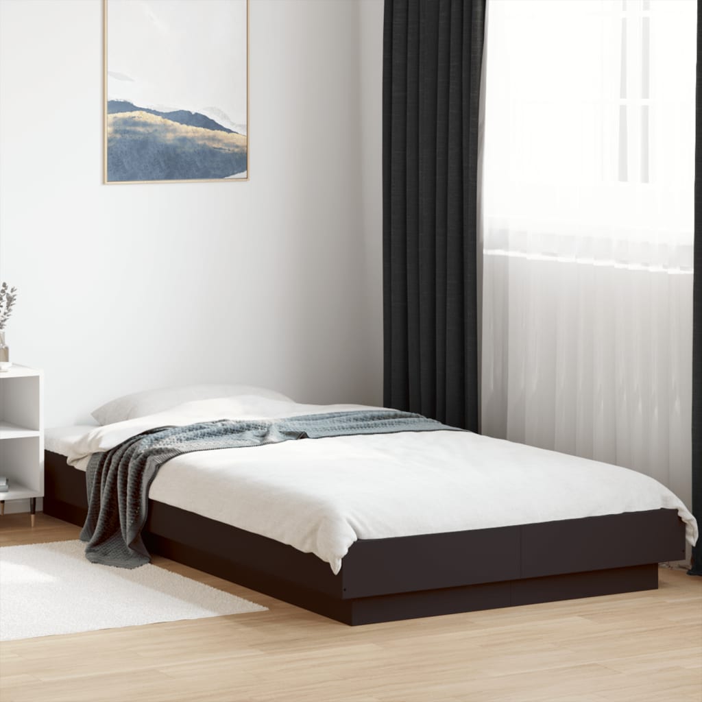 Bedframe bewerkt hout zwart 75x190 cm