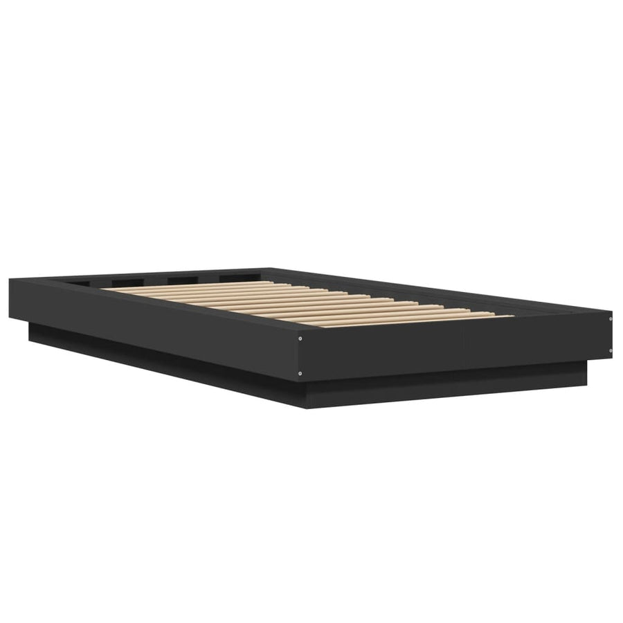 Bedframe bewerkt hout zwart 75x190 cm