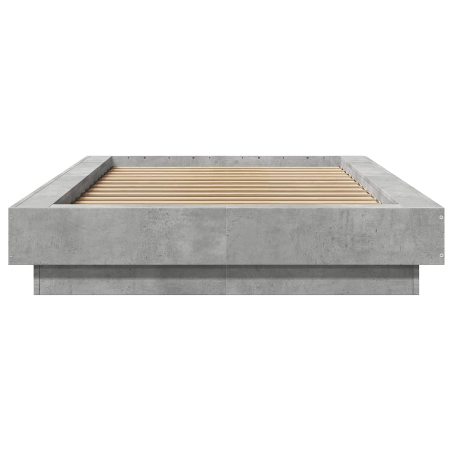 Bedframe bewerkt hout betongrijs 75x190 cm