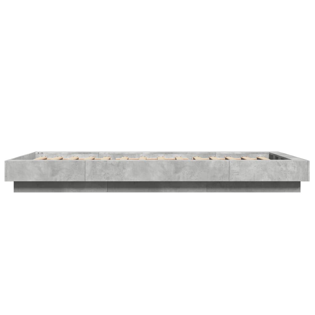 Bedframe bewerkt hout betongrijs 75x190 cm