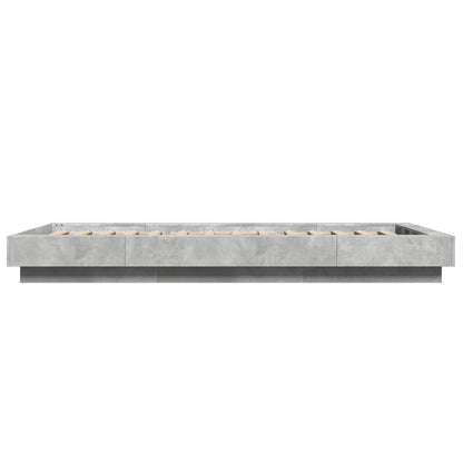 Bedframe bewerkt hout betongrijs 75x190 cm