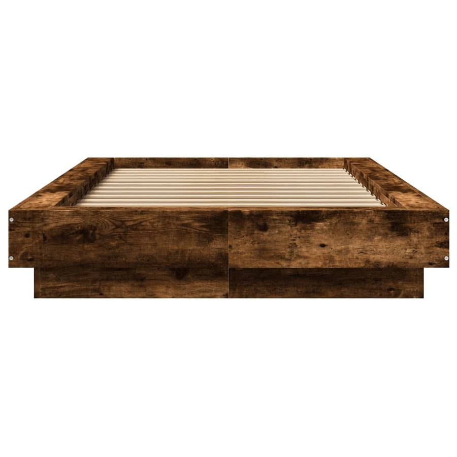 Bedframe bewerkt hout gerookt eikenkleurig 75x190 cm