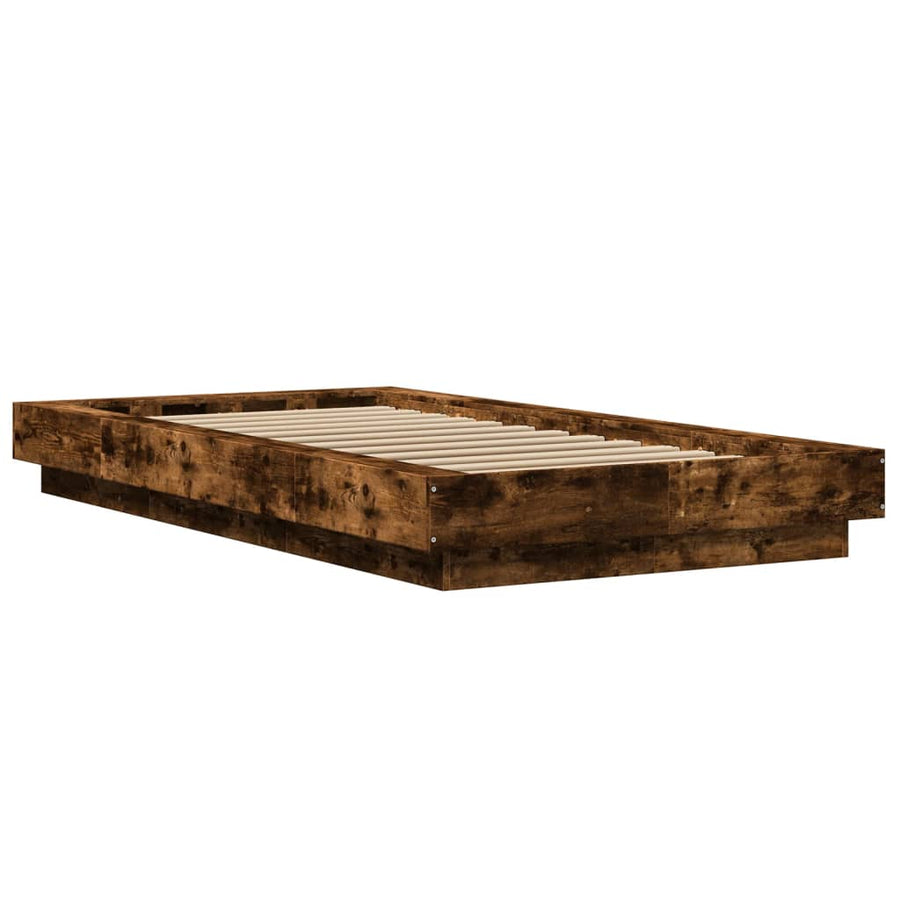 Bedframe bewerkt hout gerookt eikenkleurig 75x190 cm