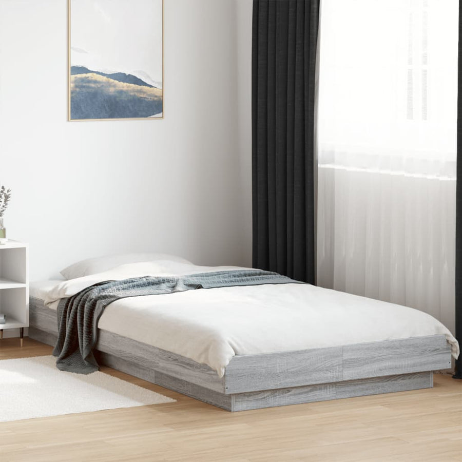 Bedframe bewerkt hout grijs sonoma eikenkleurig 75x190 cm