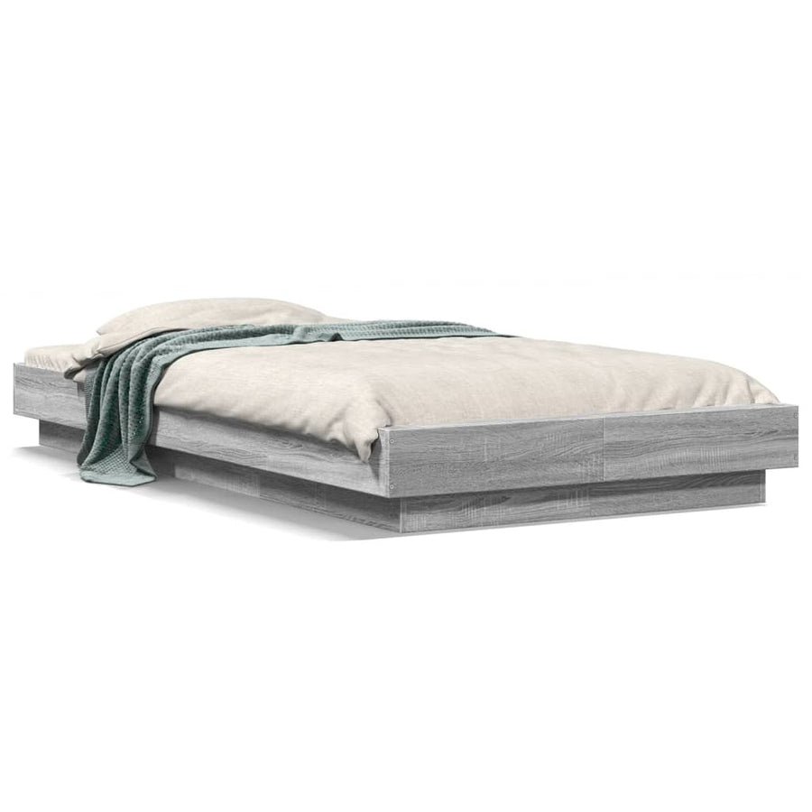 Bedframe bewerkt hout grijs sonoma eikenkleurig 75x190 cm