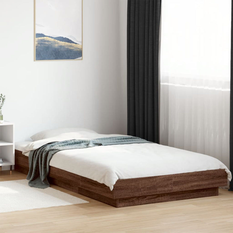 Bedframe bewerkt hout bruin eikenkleur 75x190 cm