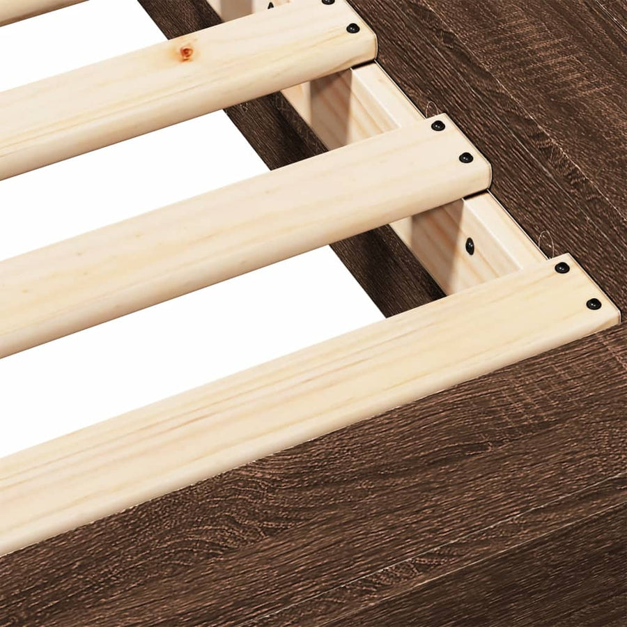 Bedframe bewerkt hout bruin eikenkleur 75x190 cm