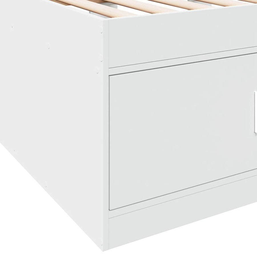 Slaapbank met lades zonder matras 100x200 cm wit