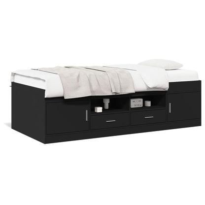 Slaapbank Met Lades Zonder Matras 100 x 200 cm Zwart