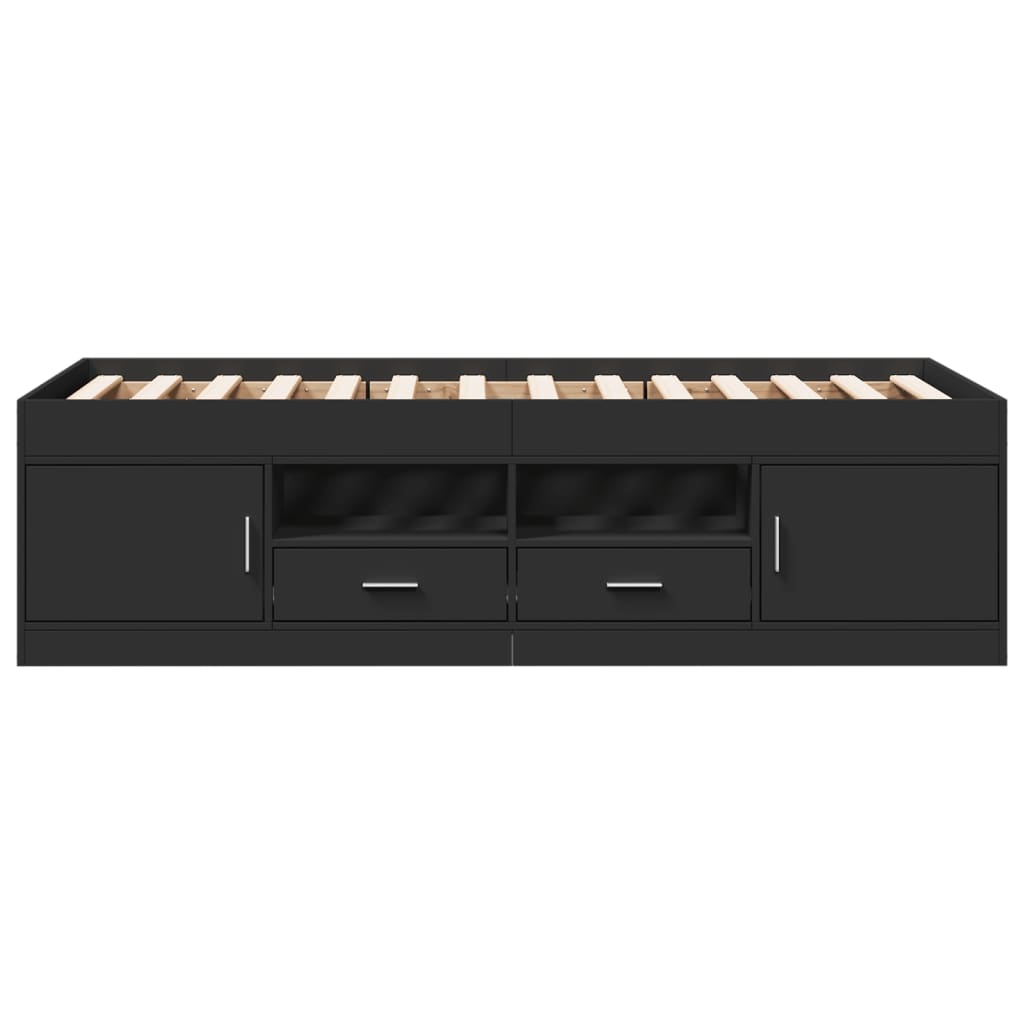 Slaapbank Met Lades Zonder Matras 100 x 200 cm Zwart