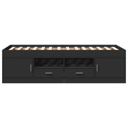 Slaapbank Met Lades Zonder Matras 100 x 200 cm Zwart