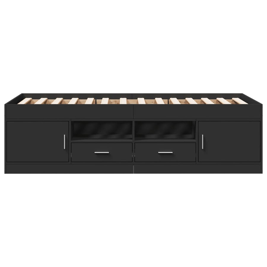 Slaapbank Met Lades Zonder Matras 100 x 200 cm Zwart