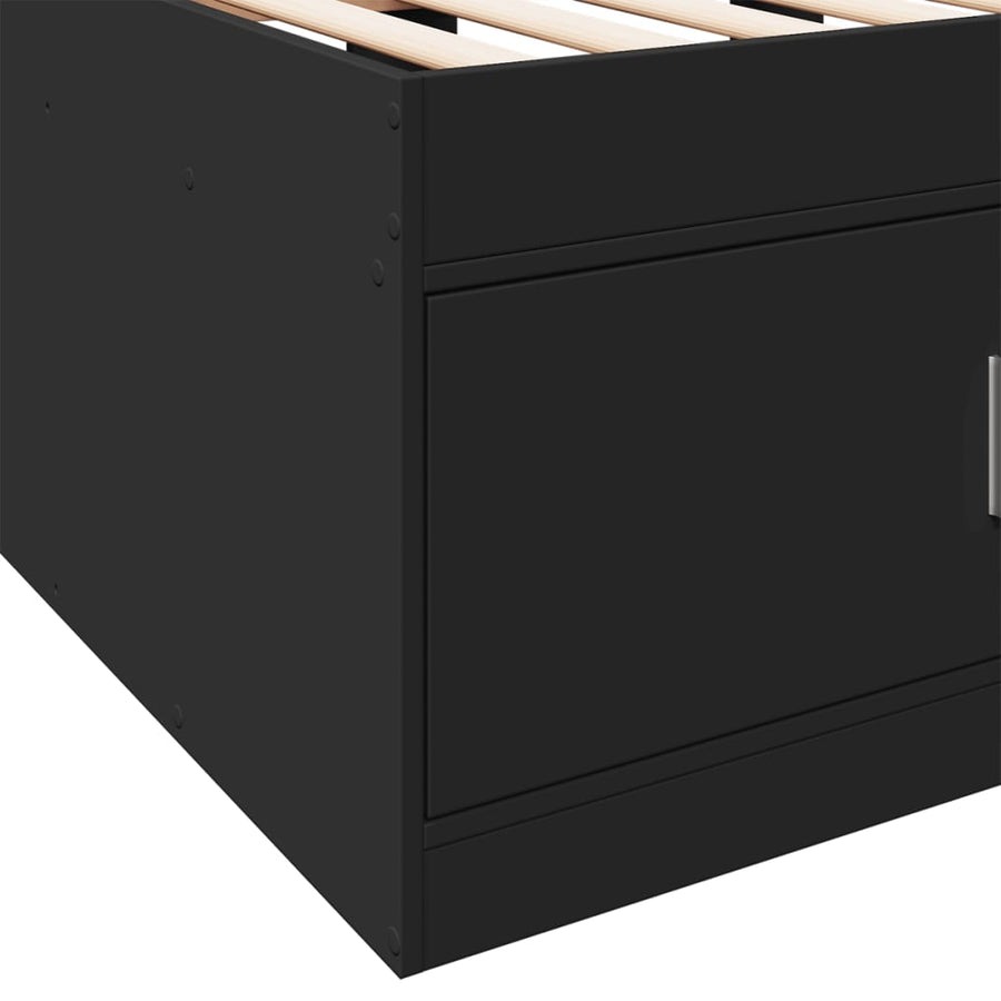 Slaapbank Met Lades Zonder Matras 100 x 200 cm Zwart