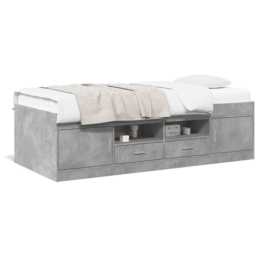Slaapbank Met Lades Zonder Matras 100 x 200 cm Betongrijs