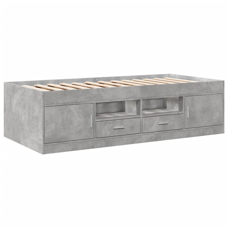 Slaapbank Met Lades Zonder Matras 100 x 200 cm Betongrijs