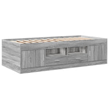 Slaapbank met lades 100x200 cm bewerkt hout grijs sonoma eiken