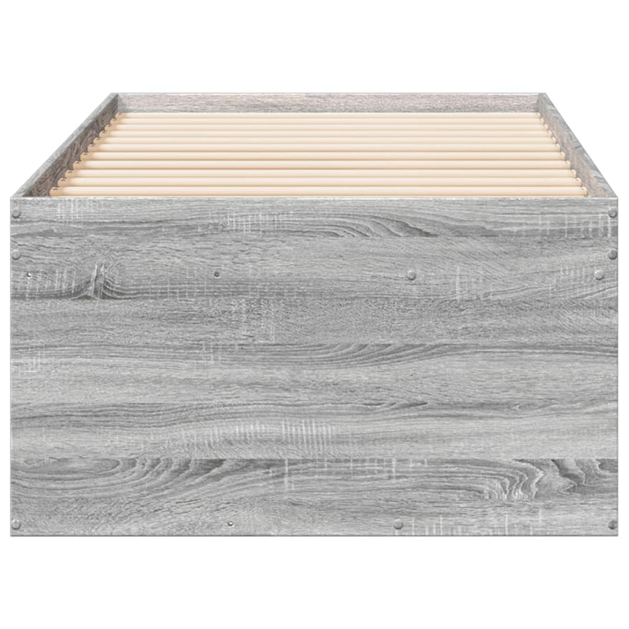 Slaapbank met lades 100x200 cm bewerkt hout grijs sonoma eiken
