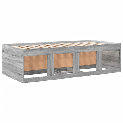 Slaapbank met lades 100x200 cm bewerkt hout grijs sonoma eiken
