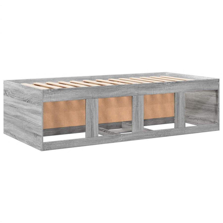 Slaapbank met lades 100x200 cm bewerkt hout grijs sonoma eiken