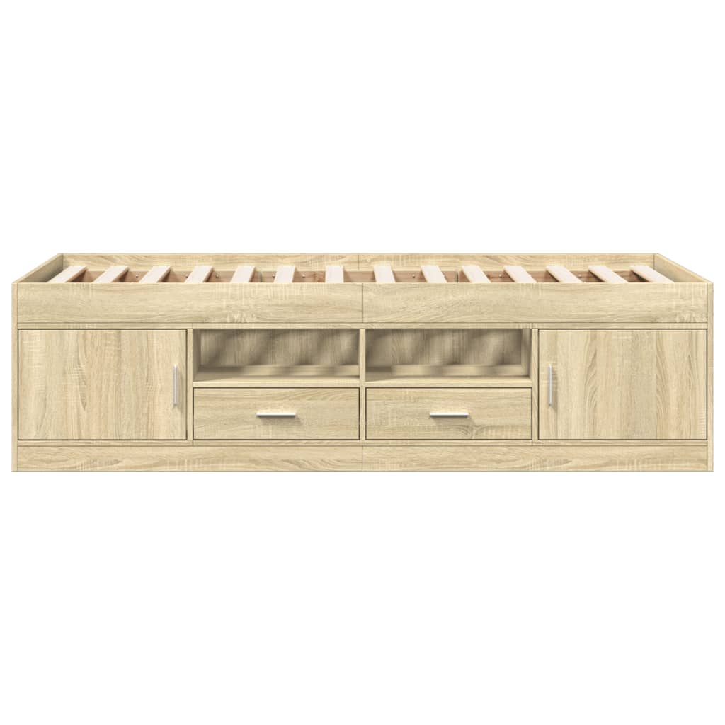 Slaapbank met lades 90x200 cm bewerkt hout sonoma eikenkleurig