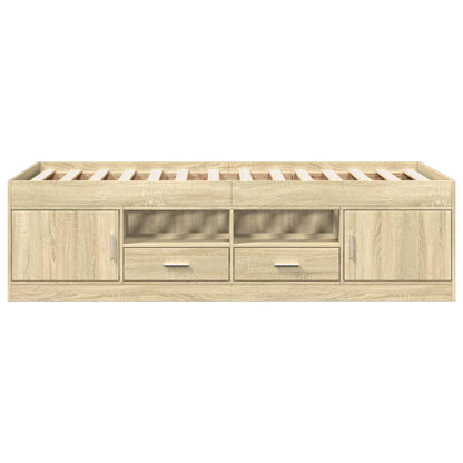 Slaapbank met lades 90x200 cm bewerkt hout sonoma eikenkleurig