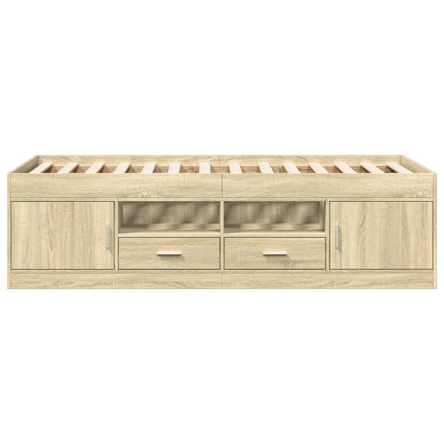 Slaapbank met lades 90x200 cm bewerkt hout sonoma eikenkleurig