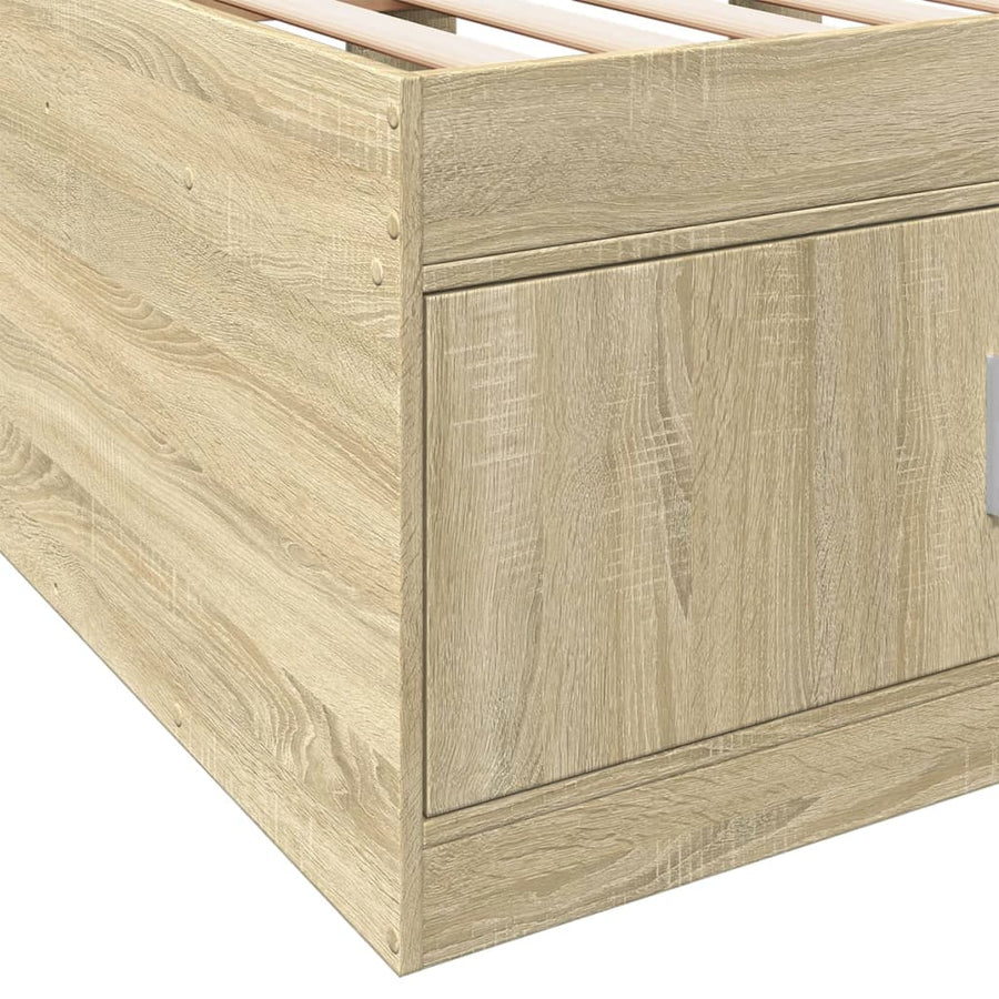 Slaapbank met lades 90x200 cm bewerkt hout sonoma eikenkleurig