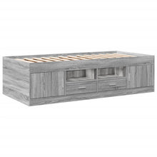 Slaapbank met lades 90x200 cm bewerkt hout grijs sonoma eiken