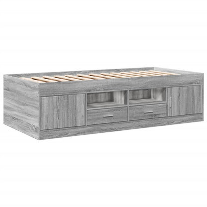 Slaapbank met lades 90x200 cm bewerkt hout grijs sonoma eiken