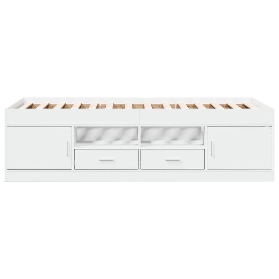 Slaapbank met lades zonder matras 90x190 cm wit