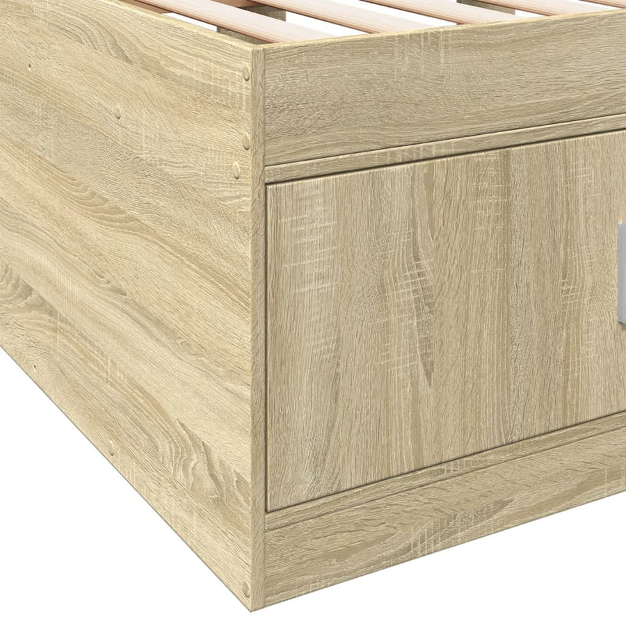 Slaapbank met lades 90x190 cm bewerkt hout sonoma eikenkleurig