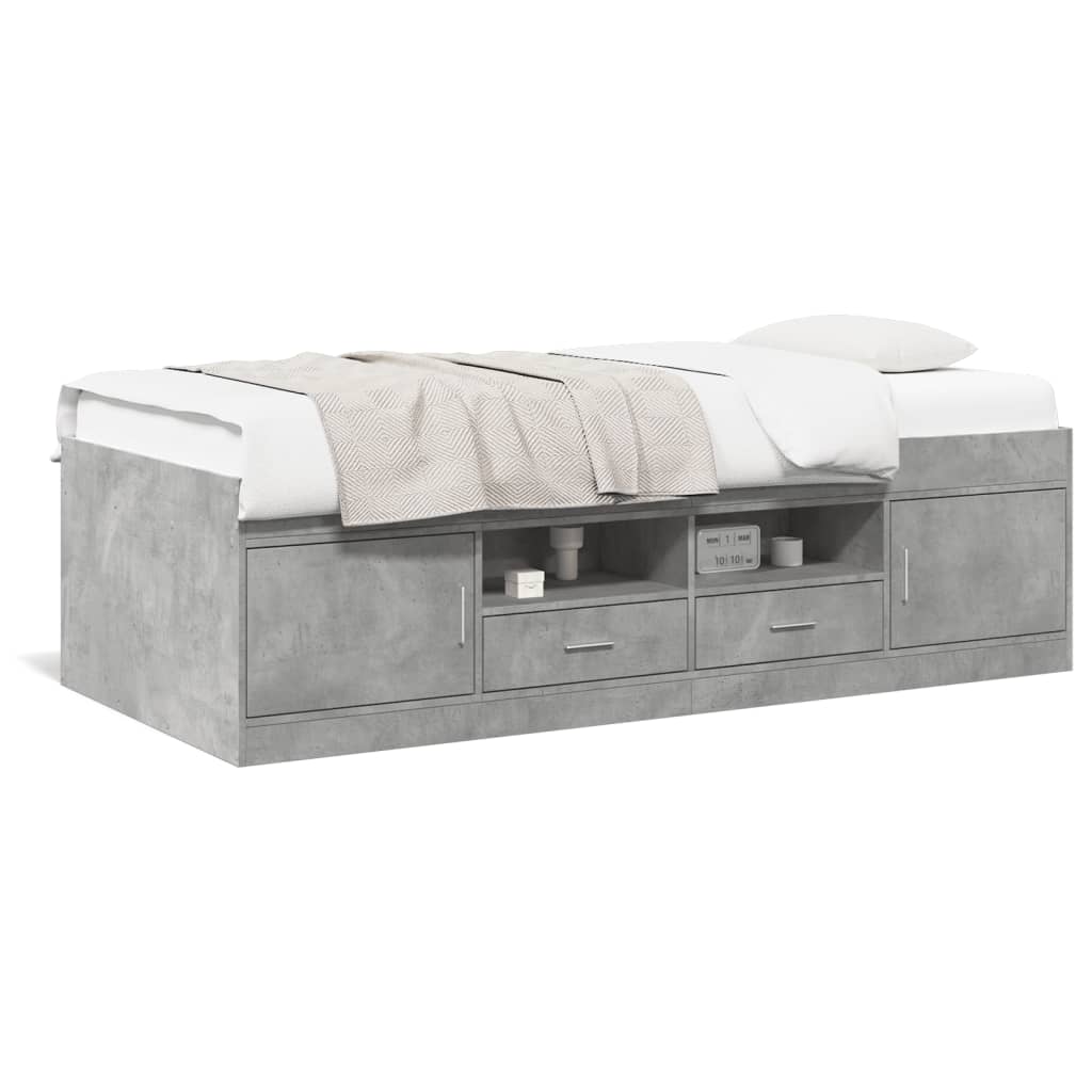 Slaapbank Met Lades Zonder Matras 90 x 190 cm Betongrijs