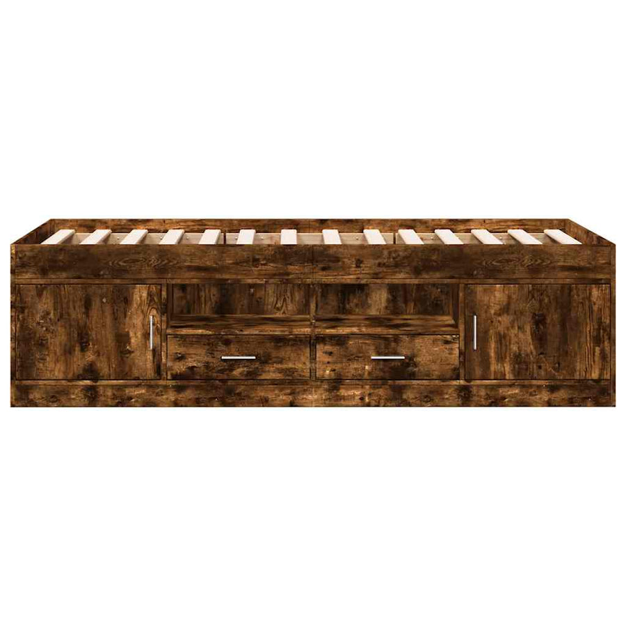 Slaapbank met lades zonder matras 90x190 cm gerookt eikenkleur