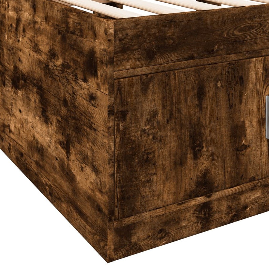 Slaapbank met lades zonder matras 90x190 cm gerookt eikenkleur
