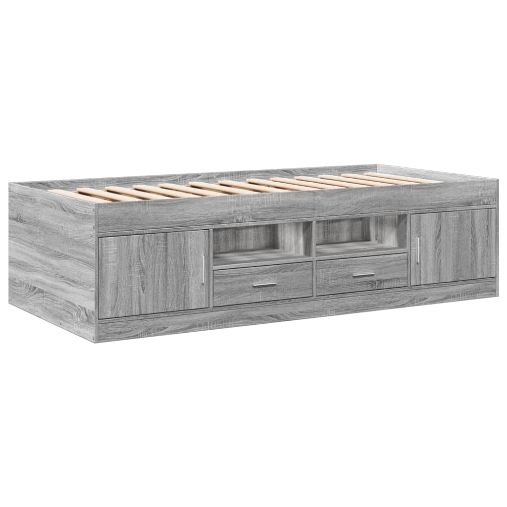 Slaapbank Met Lades Zonder Matras Eiken 90 x 190 cm Grijs sonoma