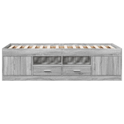 Slaapbank Met Lades Zonder Matras Eiken 90 x 190 cm Grijs sonoma