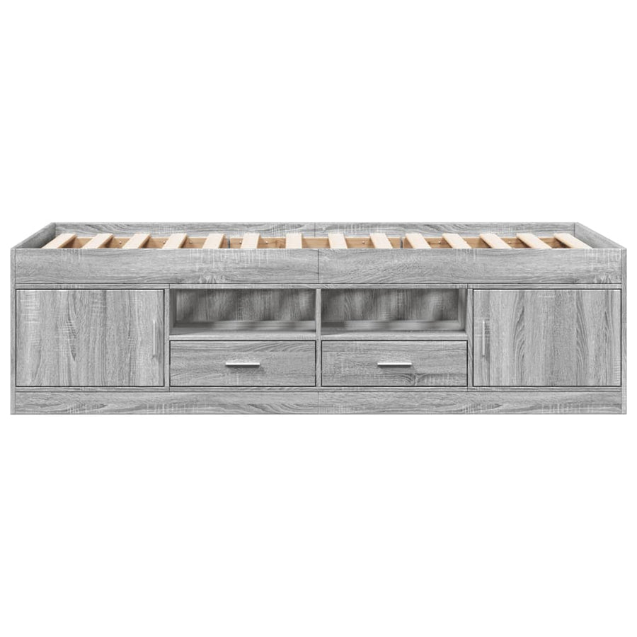 Slaapbank Met Lades Zonder Matras Eiken 90 x 190 cm Grijs sonoma