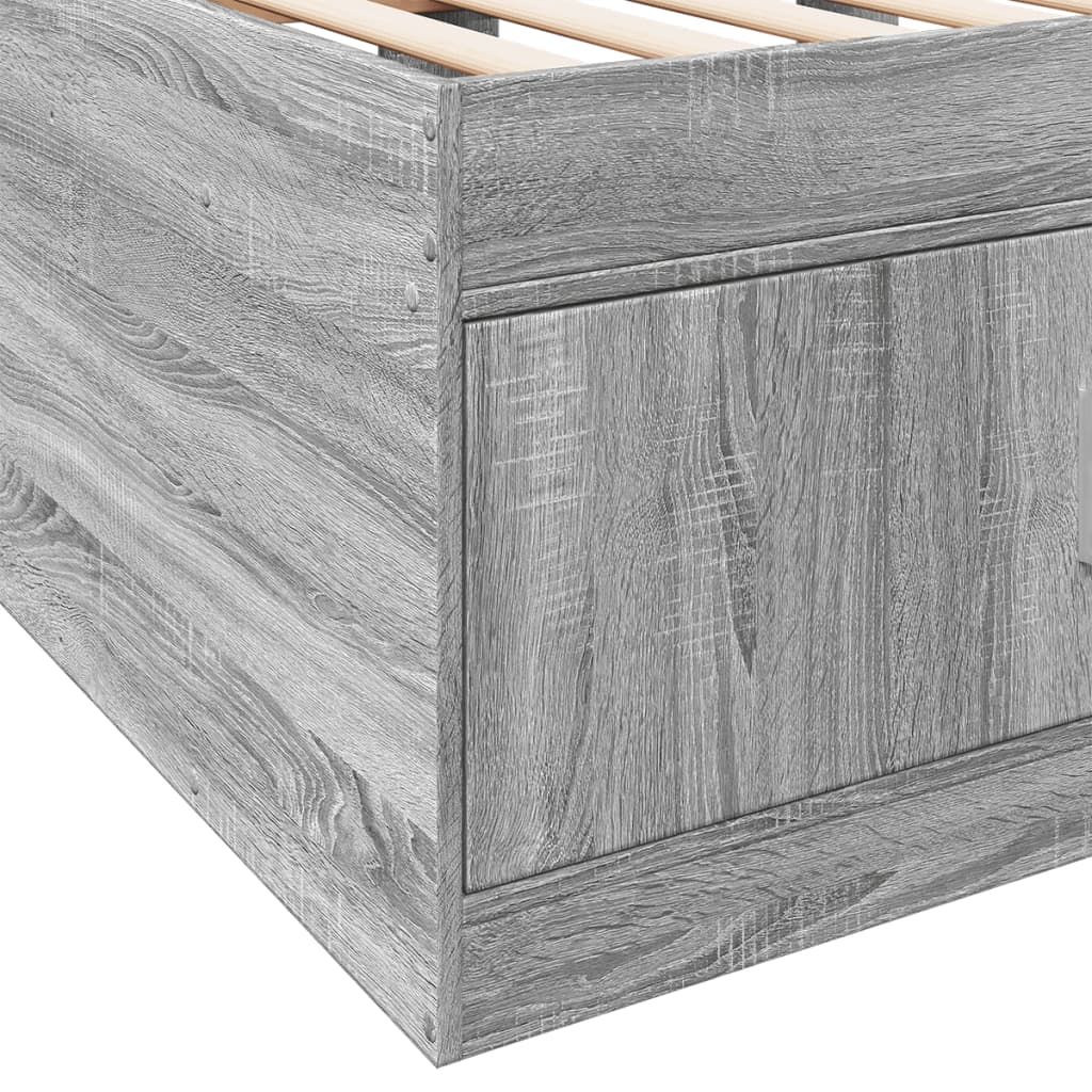 Slaapbank Met Lades Zonder Matras Eiken 90 x 190 cm Grijs sonoma