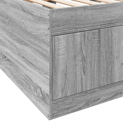 Slaapbank Met Lades Zonder Matras Eiken 90 x 190 cm Grijs sonoma
