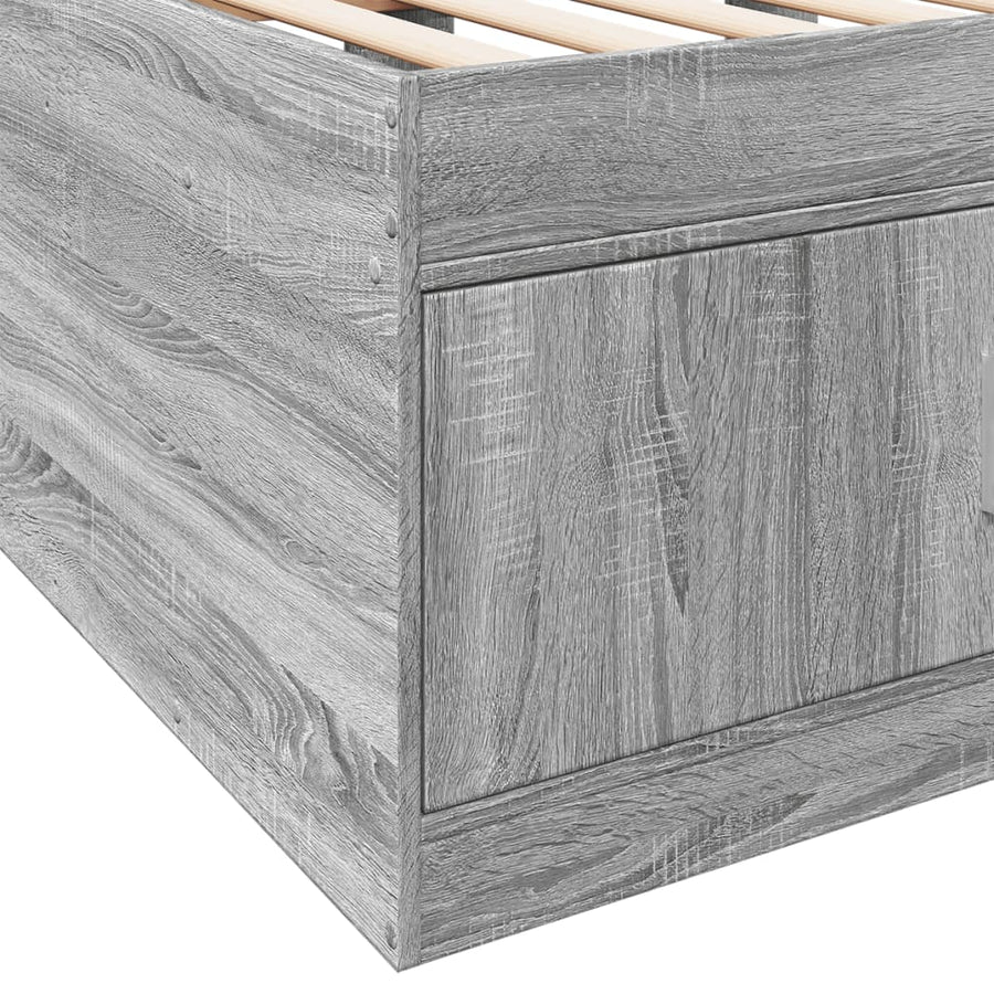 Slaapbank Met Lades Zonder Matras Eiken 90 x 190 cm Grijs sonoma