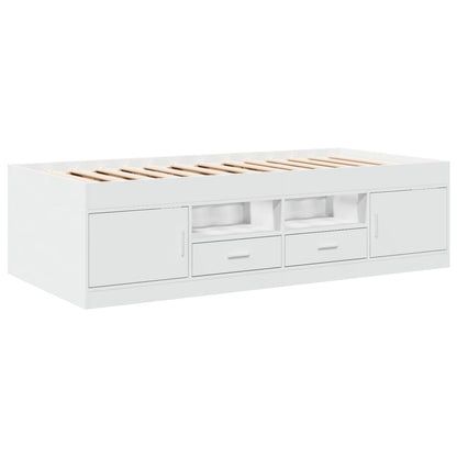 Slaapbank met lades 75x190 cm bewerkt hout wit