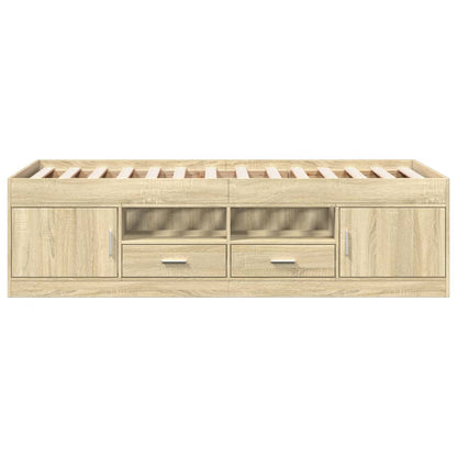 Slaapbank met lades 75x190 cm bewerkt hout sonoma eikenkleurig