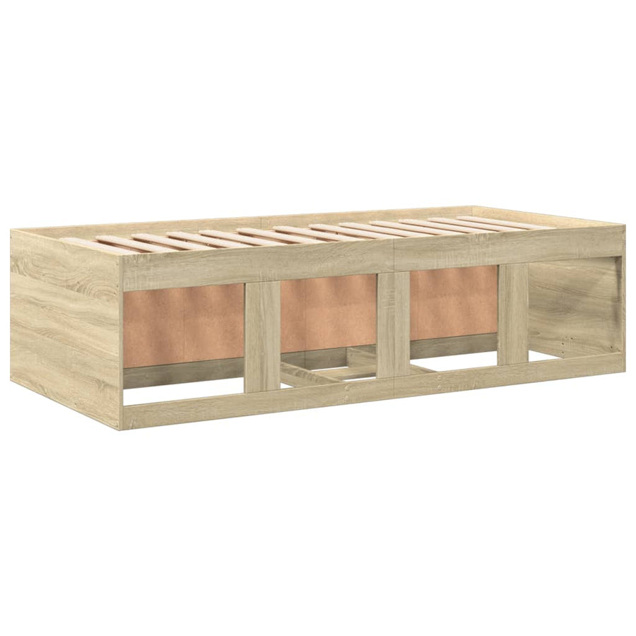 Slaapbank met lades 75x190 cm bewerkt hout sonoma eikenkleurig