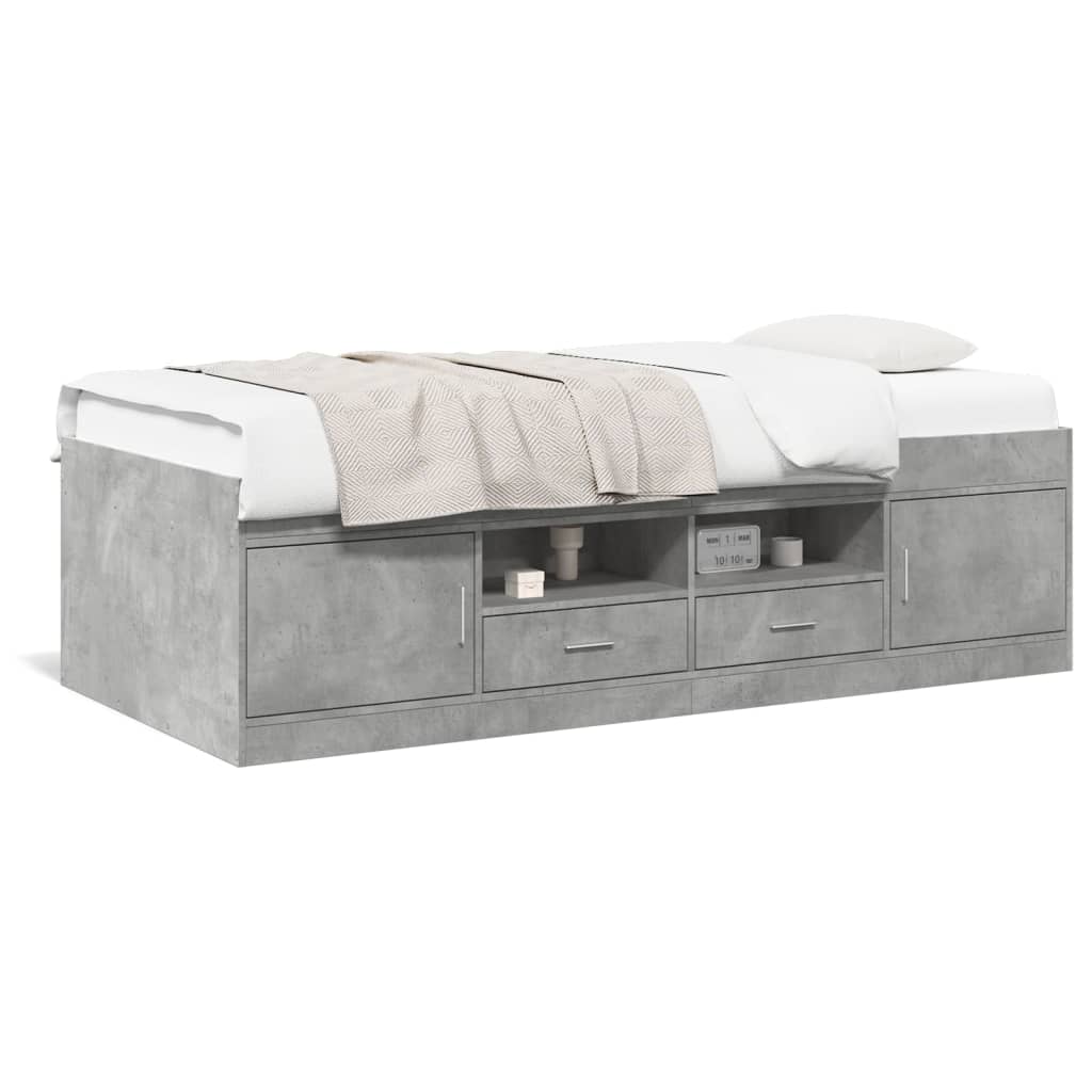 Slaapbank Met Lades Zonder Matras 75X190 Cm Betongrijs