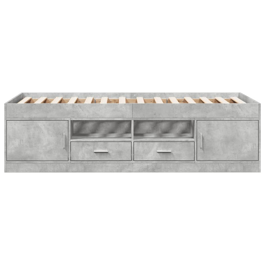 Slaapbank Met Lades Zonder Matras 75X190 Cm Betongrijs