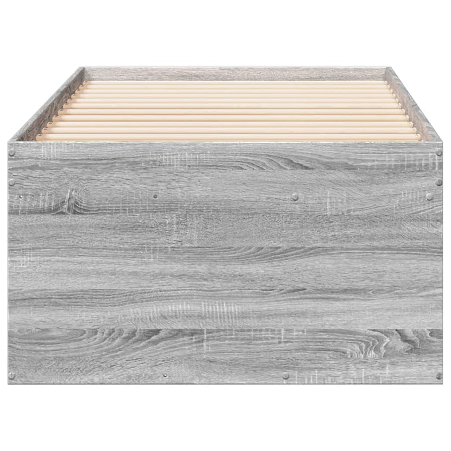 Slaapbank met lades 75x190 cm bewerkt hout grijs sonoma eiken
