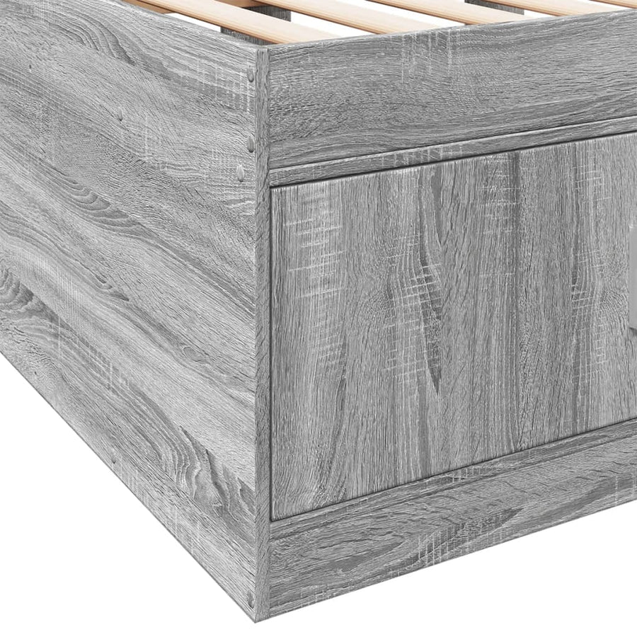 Slaapbank met lades 75x190 cm bewerkt hout grijs sonoma eiken