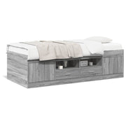 Slaapbank met lades zonder matras 75x190 cm grijs sonoma eiken